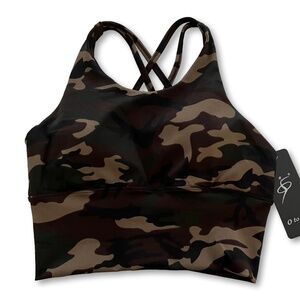 Active Camo Strappy-Back Longline Sports Bra | Size S